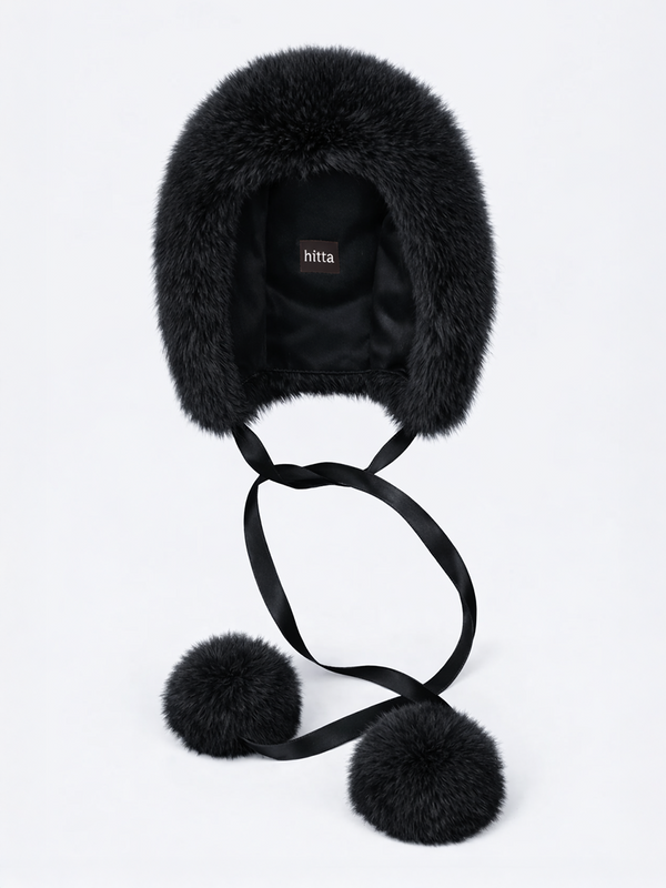 Black Fluffy Bonnet