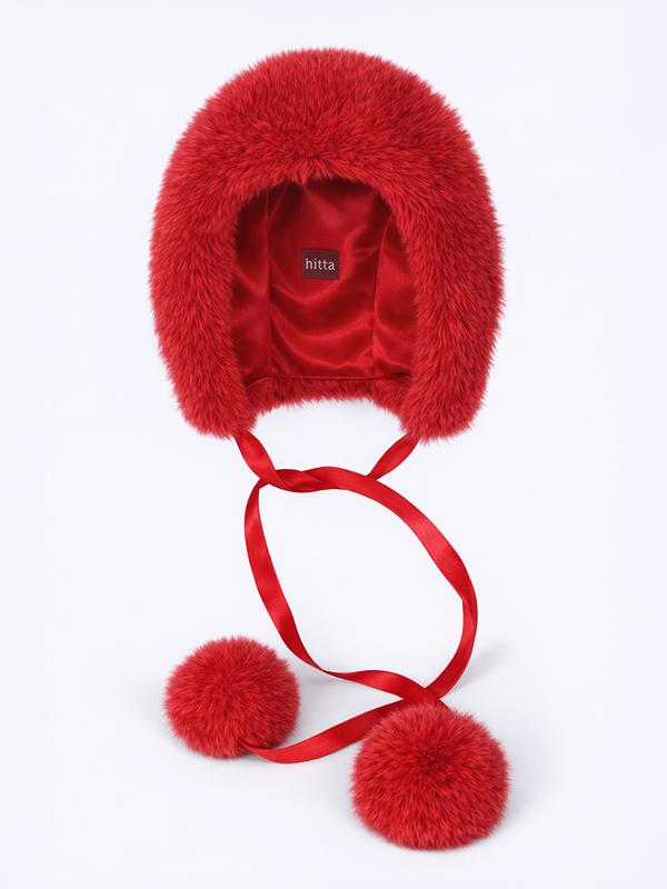 Red Fluffy Bonnet